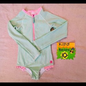 Like New Girls 10 One piece long sleeve swimsuit